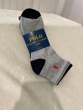 Polo by Ralph Lauren Black & Navy Ankle Socks with Red Logo (4-Pack)